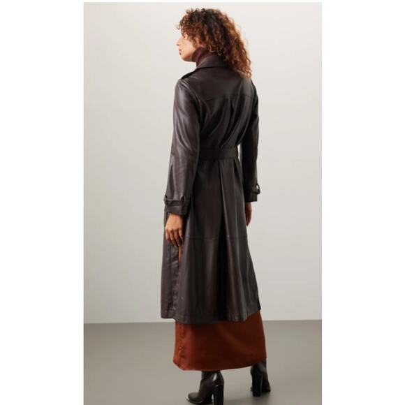 Osman Yousefzada x RTR Faux Leather Trench Coat Size 2 - Picture 4 of 11